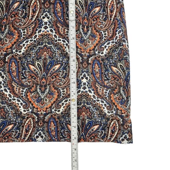 J. Crew Blue and Orange Candace Paisley Print 100% Silk Mini Dress - Picture 7 of 9